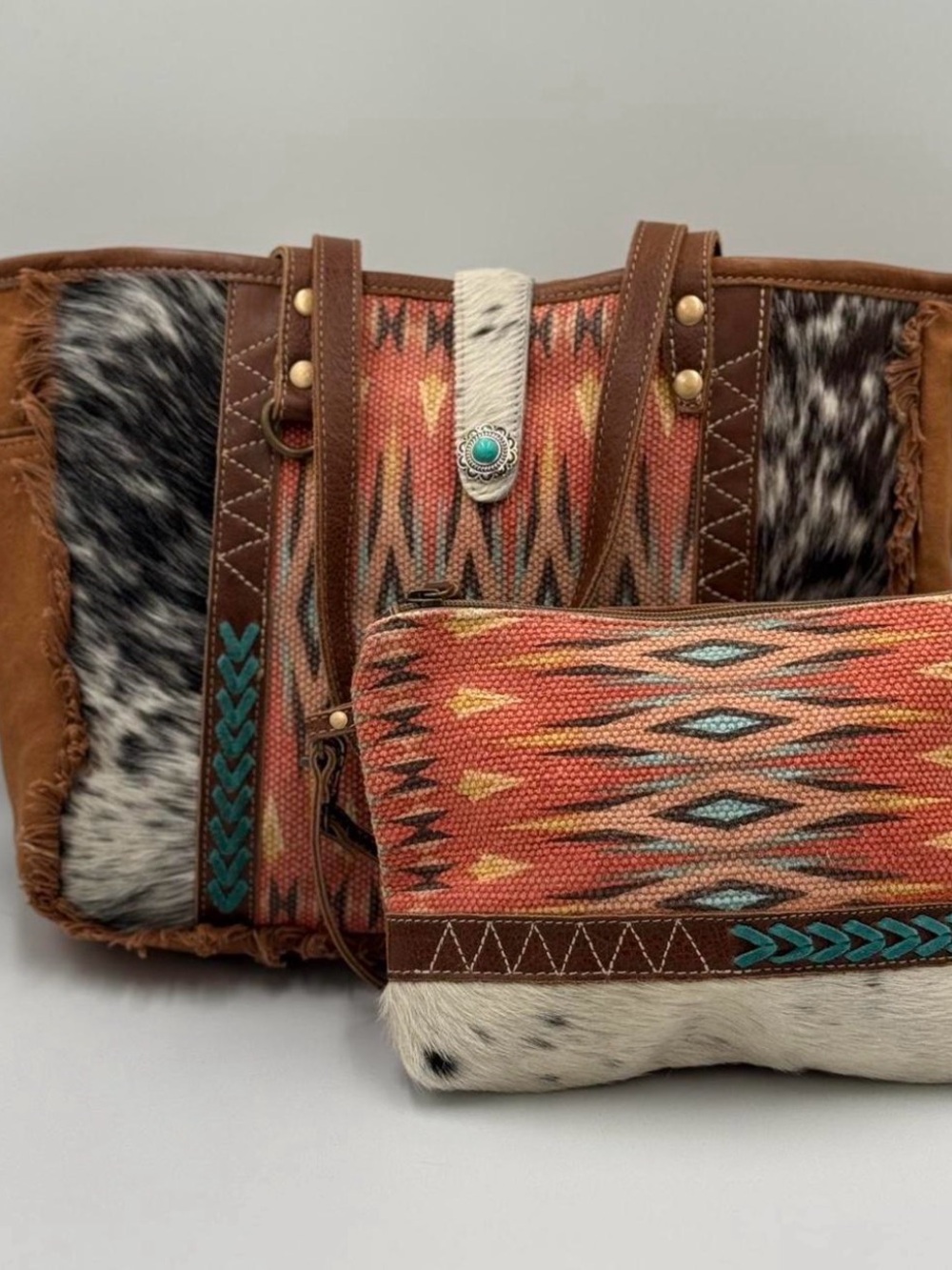 Myra Bag Southwest Pattern Bag and Clutch 2 piece Set